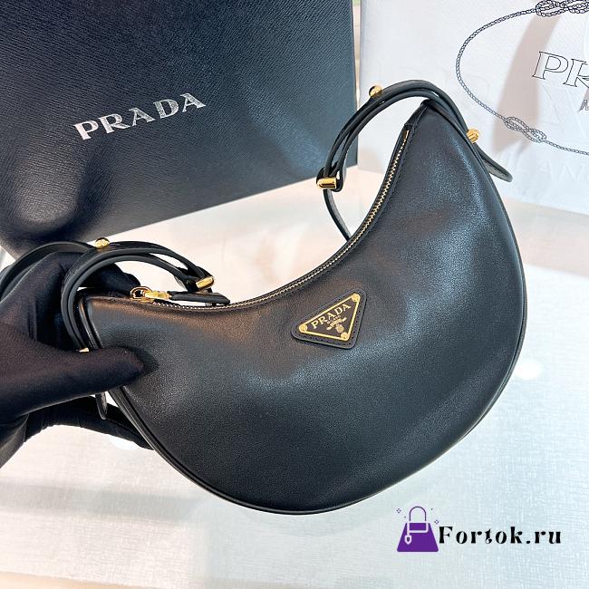 Fortok Prada Hobo Shoulder Bag Black 22.5x18.5x6cm - 1