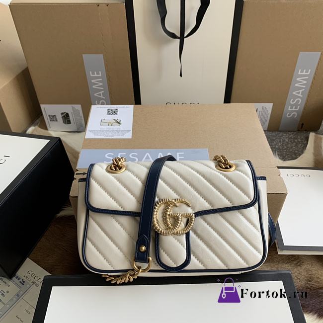 Fortok Gucci Marmont Shoulder Bag Mystic White 446744 22x13x6cm - 1