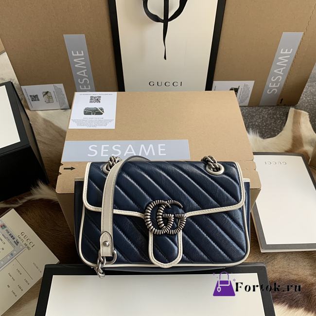 Fortok Gucci Marmont Shoulder Bag Mystic Black 446744 22x13x6cm - 1