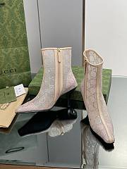 Fortok Gucci Beige Demi Crystal-embellished Mesh Ankle Boots - 5
