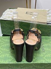 Fortok Gucci Black Horsebit Leather Slingback Platform Pump - 5