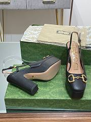 Fortok Gucci Black Horsebit Leather Slingback Platform Pump - 2