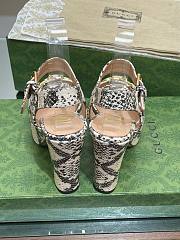 Fortok Gucci Beige & Brown Python Horsebit Heeled Sandals - 5