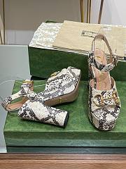 Fortok Gucci Beige & Brown Python Horsebit Heeled Sandals - 3