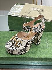 Fortok Gucci Beige & Brown Python Horsebit Heeled Sandals - 2