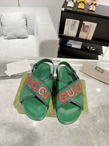 Fortok Gucci Logo-Patch Sandals Green 