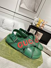 Fortok Gucci Logo-Patch Sandals Green  - 6