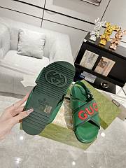 Fortok Gucci Logo-Patch Sandals Green  - 5