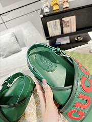 Fortok Gucci Logo-Patch Sandals Green  - 4