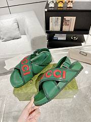 Fortok Gucci Logo-Patch Sandals Green  - 3