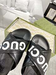 Fortok Gucci Logo-Patch Slides Black - 5