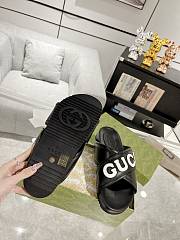 Fortok Gucci Logo-Patch Slides Black - 4