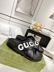 Fortok Gucci Logo-Patch Slides Black - 3