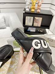 Fortok Gucci Logo-Patch Slides Black - 2