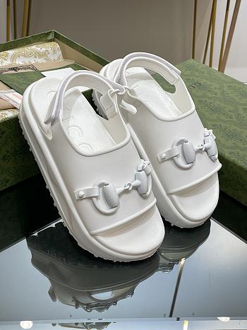 Fortok Gucci Velcro Horsebit Jelly Sandals White