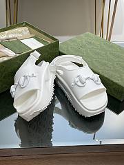 Fortok Gucci Velcro Horsebit Jelly Sandals White - 3