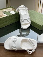 Fortok Gucci Velcro Horsebit Jelly Sandals White - 4