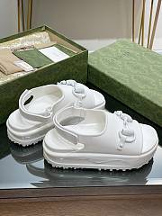 Fortok Gucci Velcro Horsebit Jelly Sandals White - 2