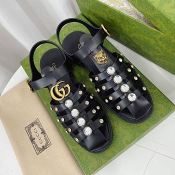 Fortok Gucci Rubber Buckle Strap Sandals Black