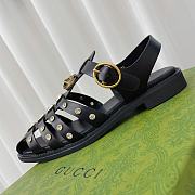 Fortok Gucci Rubber Buckle Strap Sandals Black - 6