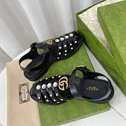 Fortok Gucci Rubber Buckle Strap Sandals Black - 3