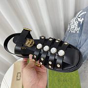 Fortok Gucci Rubber Buckle Strap Sandals Black - 2