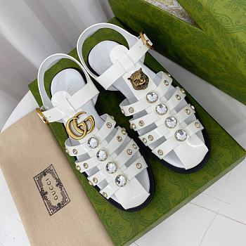 Fortok Gucci Rubber Buckle Strap Sandals White