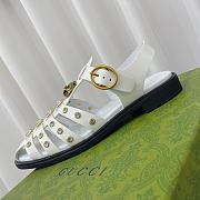 Fortok Gucci Rubber Buckle Strap Sandals White - 6
