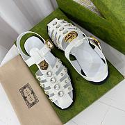 Fortok Gucci Rubber Buckle Strap Sandals White - 3