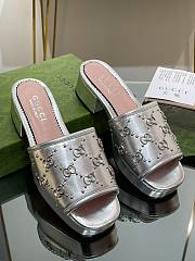 Fortok Gucci Platform Interlocking Double G Stud Sandals Silver - 1