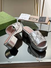 Fortok Gucci Platform Interlocking Double G Stud Sandals Silver - 5