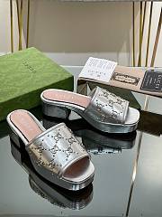Fortok Gucci Platform Interlocking Double G Stud Sandals Silver - 4