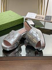 Fortok Gucci Platform Interlocking Double G Stud Sandals Silver - 2