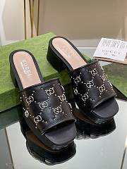 Fortok Gucci Platform Interlocking Double G Stud Sandals Black - 1