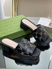 Fortok Gucci Platform Interlocking Double G Stud Sandals Black - 6