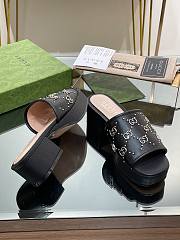 Fortok Gucci Platform Interlocking Double G Stud Sandals Black - 5