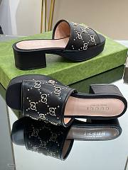 Fortok Gucci Platform Interlocking Double G Stud Sandals Black - 2
