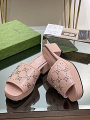 Fortok Gucci Platform Interlocking Double G Stud Sandals Pink - 6
