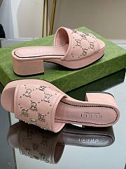 Fortok Gucci Platform Interlocking Double G Stud Sandals Pink - 5