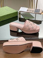 Fortok Gucci Platform Interlocking Double G Stud Sandals Pink - 2