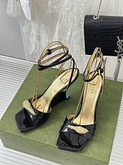 Fortok Gucci Gold Dragon Head Wedge Sandals Black - 1