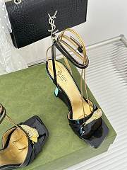 Fortok Gucci Gold Dragon Head Wedge Sandals Black - 2