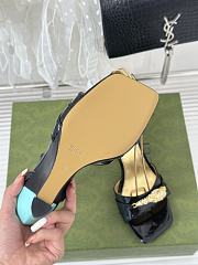 Fortok Gucci Gold Dragon Head Wedge Sandals Black - 4