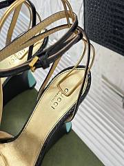 Fortok Gucci Gold Dragon Head Wedge Sandals Black - 5