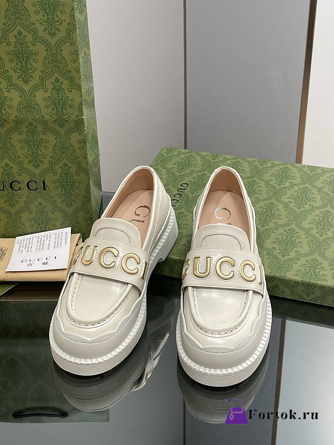 Fortok Gucci Logo Loafers White  - 1