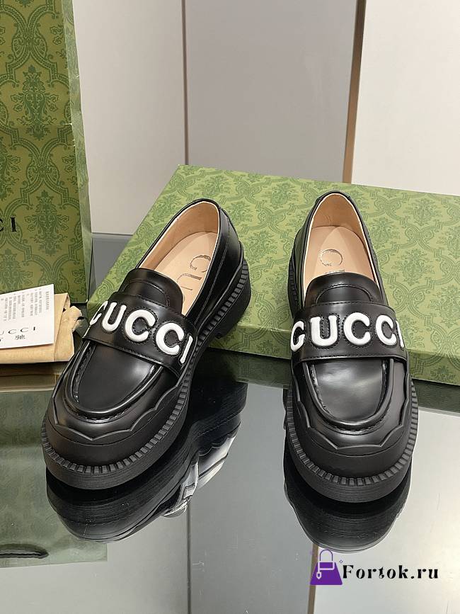 Fortok Gucci Logo Loafers Black - 1