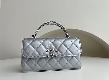 Fortok Chanel 23P Handle Kelly Bag Silver 18x10x4.5cm