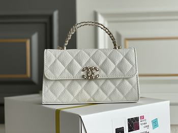 Fortok Chanel 23P Handle Kelly Bag White 18x10x4.5cm