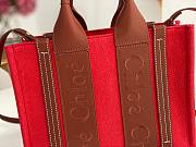 Fortok Chloe Small Woody Tote Bag Red 26.5x20x8cm - 3