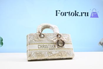 Fortok Dior Lady D-Joy Gold Embroidery Bag 26cm